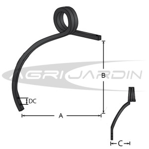 BRAZO CULTIVADOR ACODADO ESPIRAL IZQUIERDO 27X27MM Ø16MM