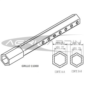 JUEGO DE EJES DESPLAZABLES PARA MOTOCULTOR STANDART HEXAGONAL 27MM