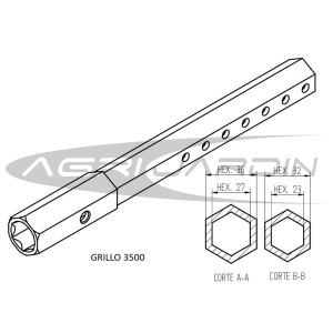 JUEGO DE EJES DESPLAZABLES PARA MOTOCULTOR STANDART HEXAGONAL 27MM