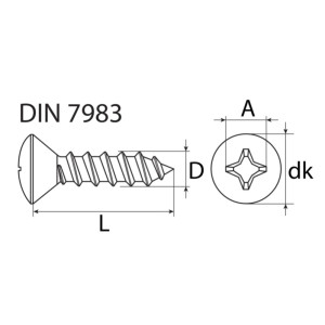 TORNILLO INOXIDABLE CABEZA AVELLANADA 3,5X16