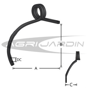 BRAZO CULTIVADOR ACODADO ESPIRAL IZQUIERDO 32X32MM Ø22MM